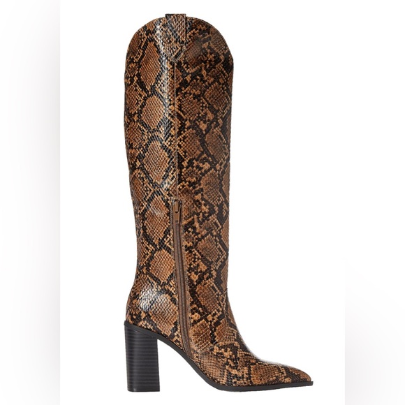 The Drop Cassandra Faux Snakeskin Knee-High Western Boots - Picture 11 of 11